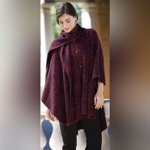 Novic Cardigan Cape Ruana Scarf Peruvian Wildflower Alpaca Wool Blend OS 2X